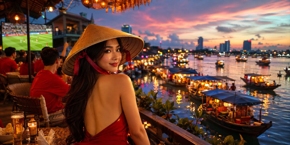 Fan bóng đá Hà Nội theo dõi phân tích kèo trên điện thoại